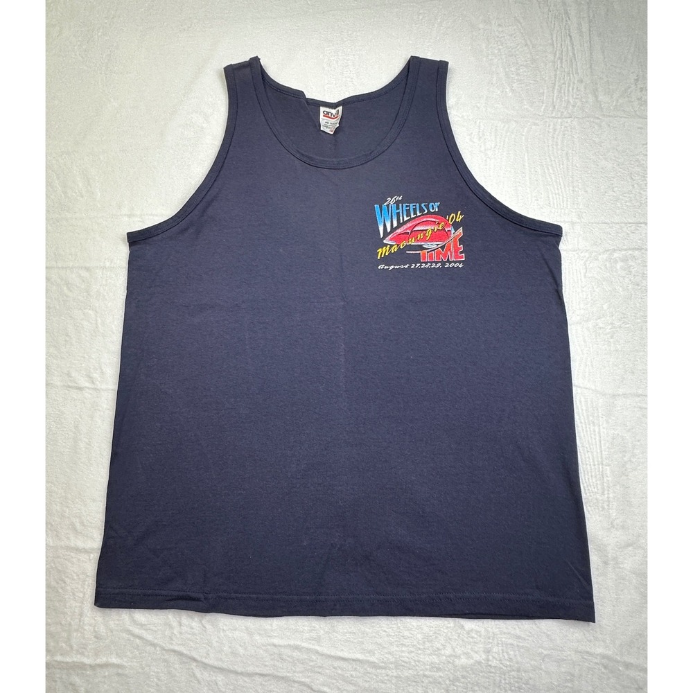 Anvil Tank Top Mens XL Navy Wheels of Time 2004 Hot Rod Custom Jamboree Graphic